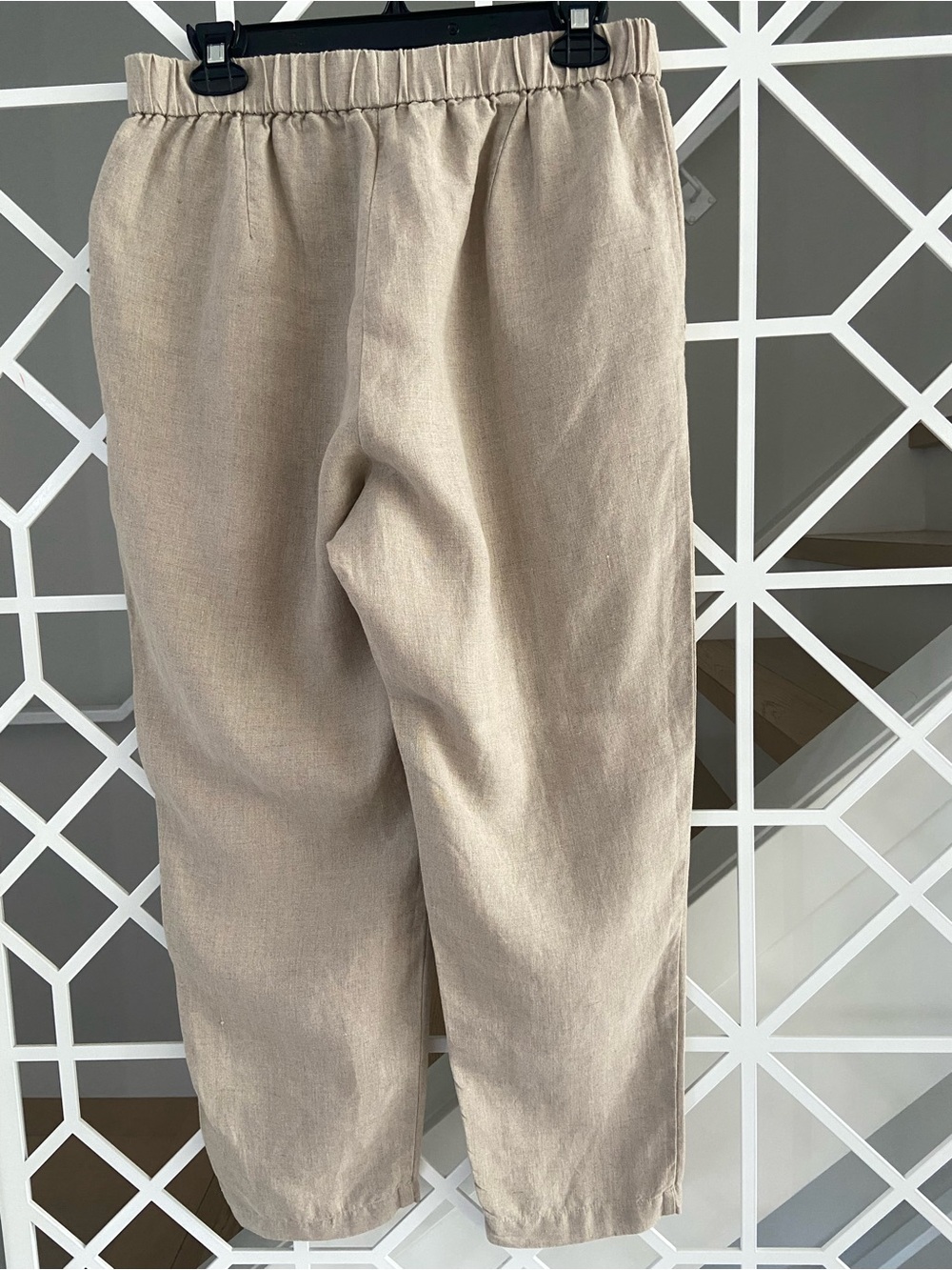 EILEEN FISHER Organic Linen Lantern Pants Petite Medium Natural Pull-On EUC - Picture 3 of 9
